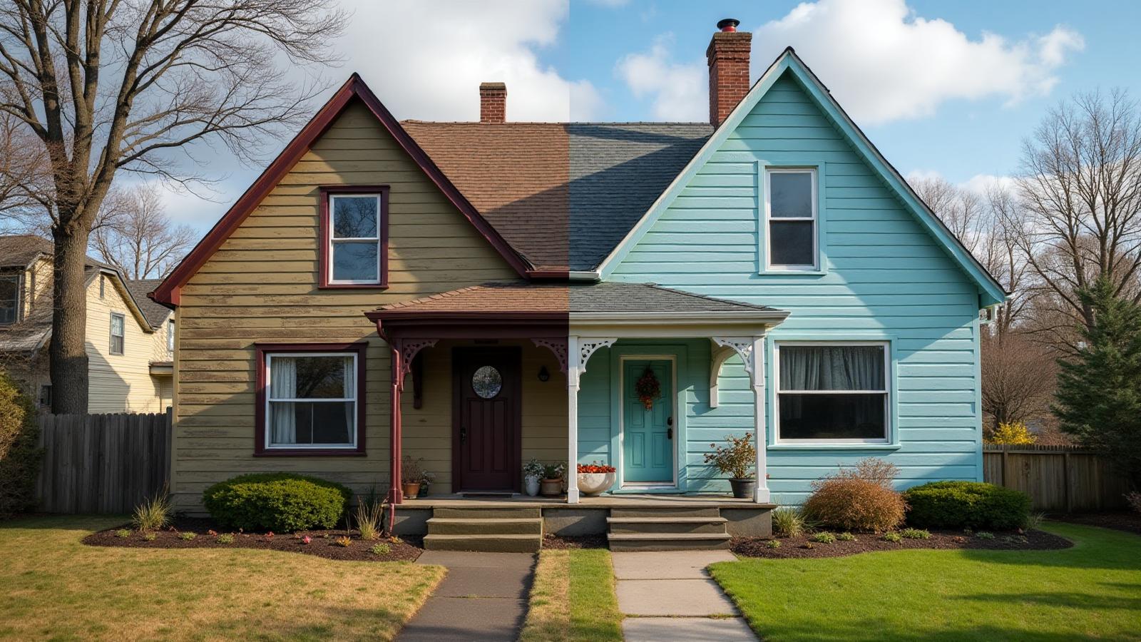 Stunning before and after exterior transformation of a home in New York
