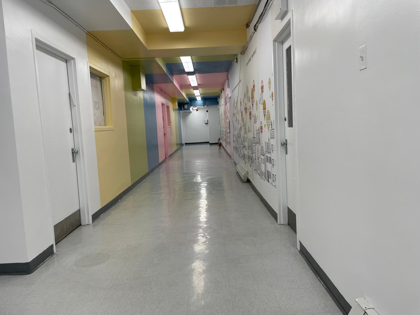 Refinished high school gym floor and outdoor basketball court in The Bronx, NY